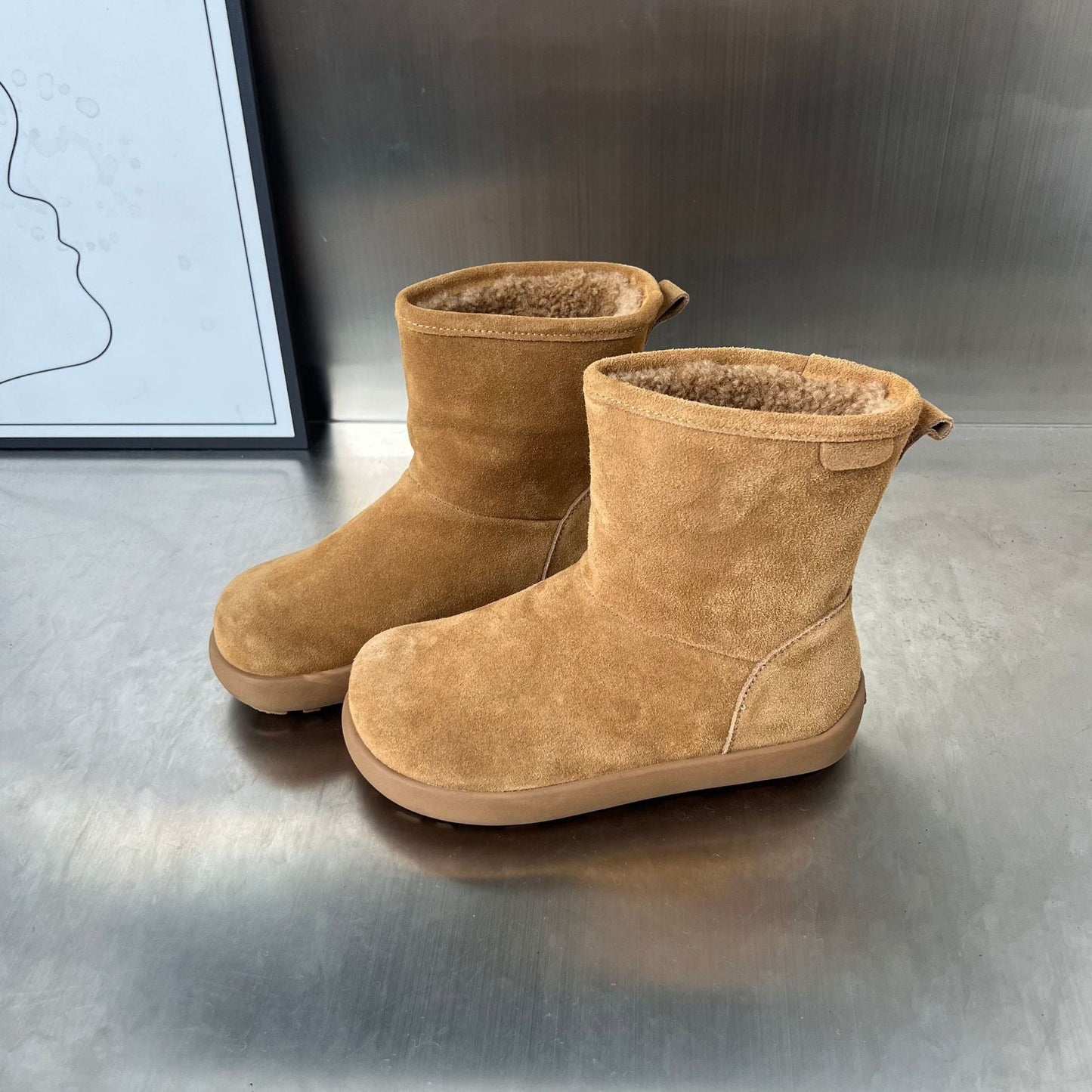 Damen Winterstiefel Weiches Wildleder Fleecegefüttert Warm - BerlinGlamour