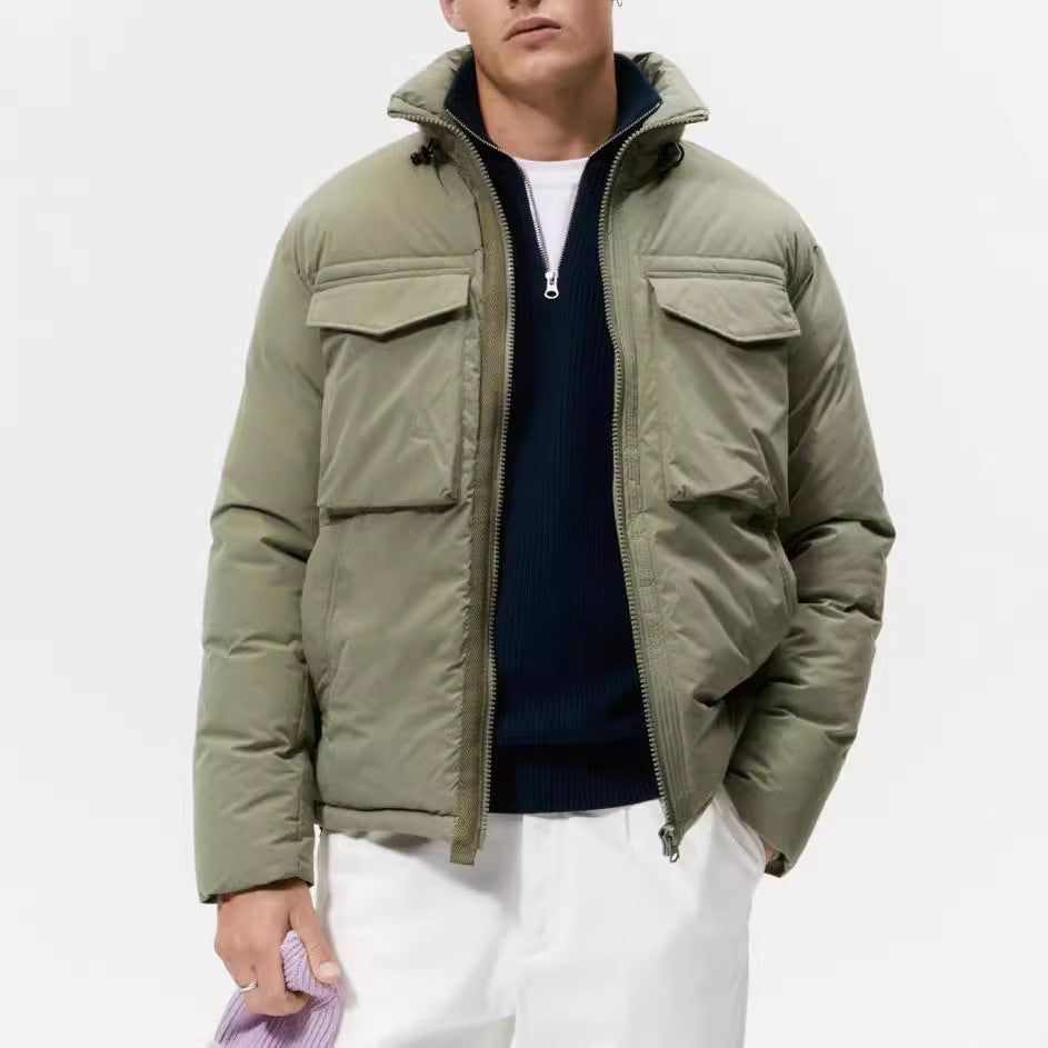 Herren Outdoorjacke Lässig mit Kapuze und Taschen - BerlinGlamour