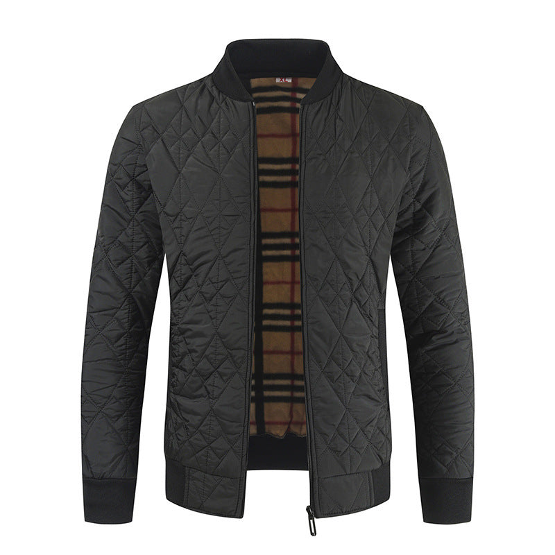 Herren Bomberjacke Warm Wattierte Karomuster Jacke Modern