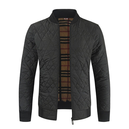 Herren Bomberjacke Warm Wattierte Karomuster Jacke Modern