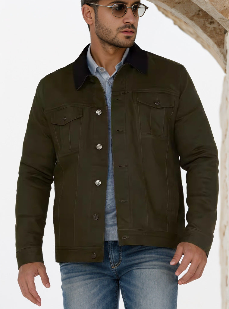 Herren Jacke Robust Baumwoll Winterjacke Schwarz