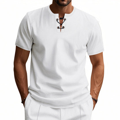 Herren T-Shirt Kurzarm mit Knopfverschluss Modern Style