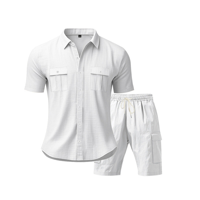 Herren Kurzarm-Shirt-Set Sportlich atmungsaktiv mit Taschen