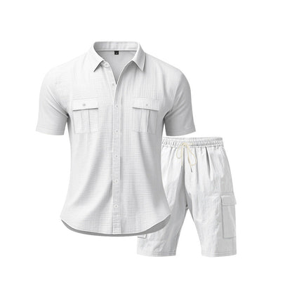 Herren Kurzarm-Shirt-Set Sportlich atmungsaktiv mit Taschen