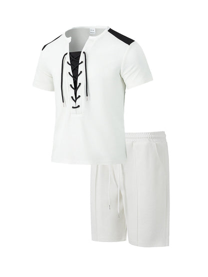 Herren Sportset Kurzarm Hemd elastische Hose