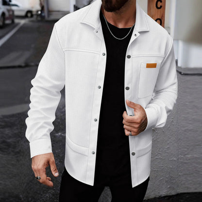 Herren Freizeitjacke Modern Strukturiert Schwarze Stadtjacke