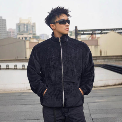 Herren Fleecejacke Weich Warm Mit Hochem Kragen