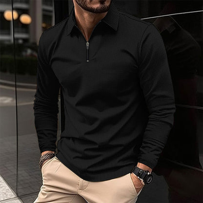 Herren Langarmshirt Modern mit Reißverschluss und Struktur