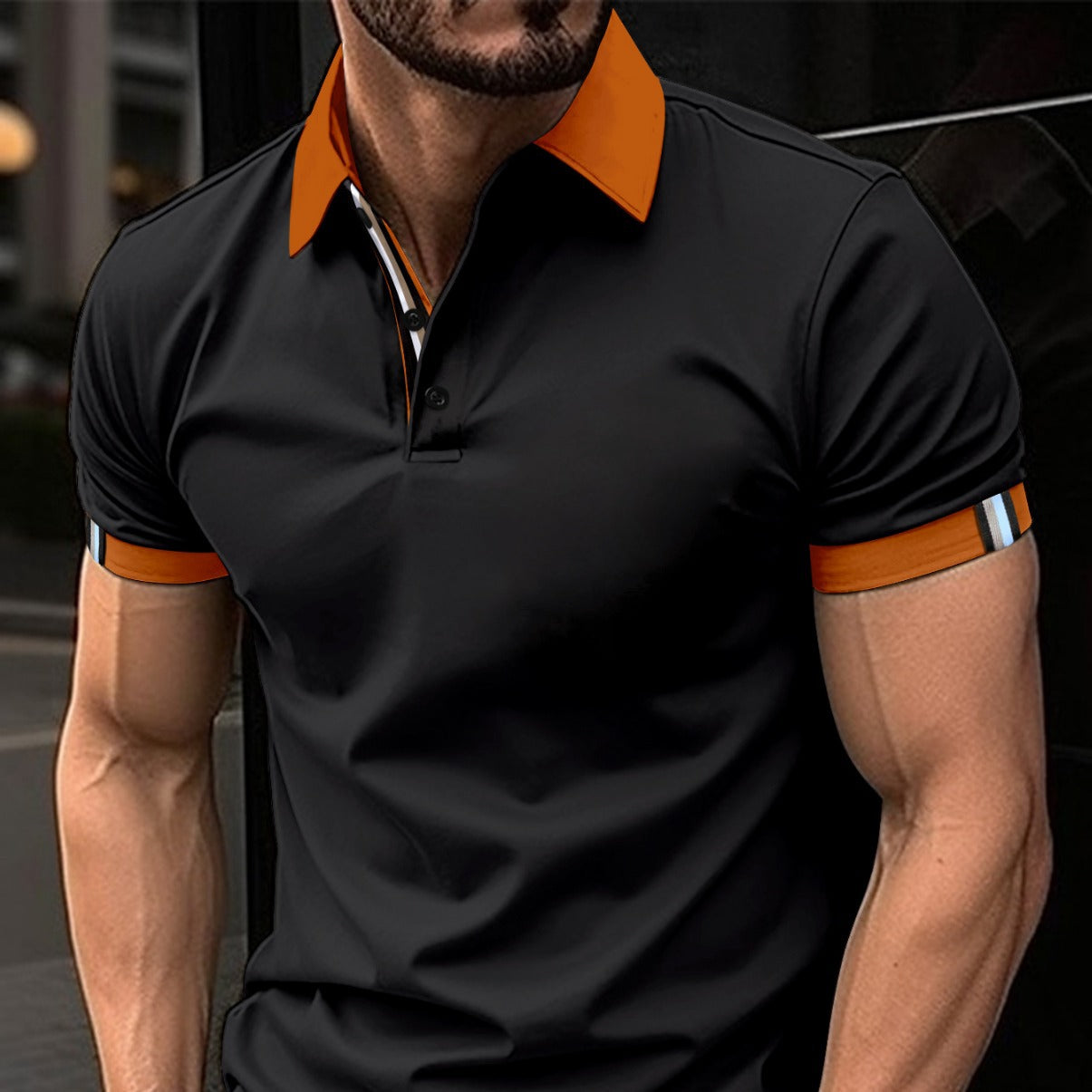 Herren Polohemd Sportlich Mit Kontrastdetails Modern
