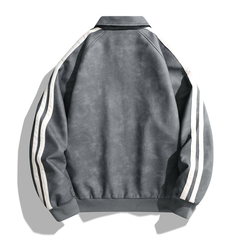 Herren Bomberjacke Lässig Retro Streifenjacke Modern
