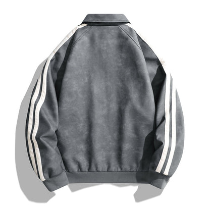 Herren Bomberjacke Lässig Retro Streifenjacke Modern