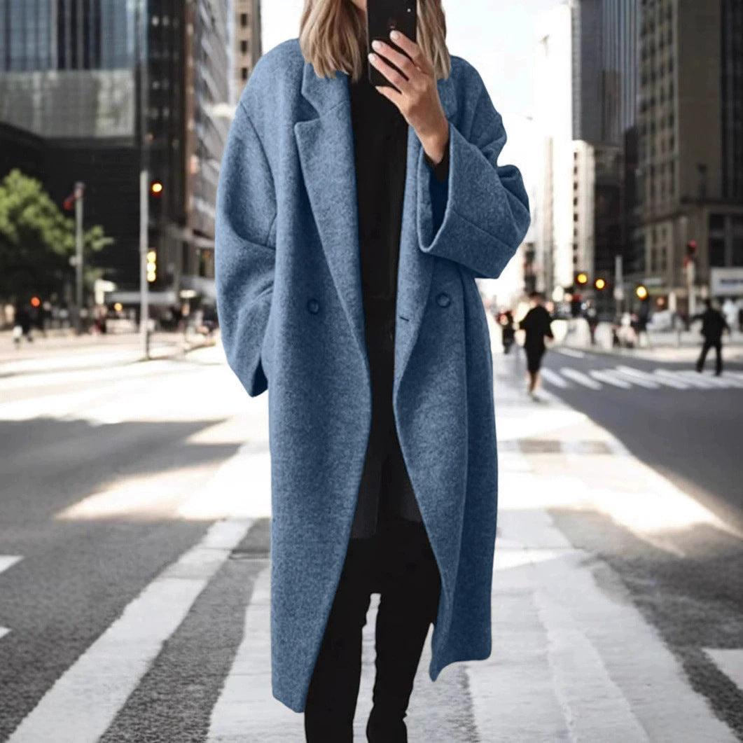 Damen Oversized Wollmantel Großmaßig Warm