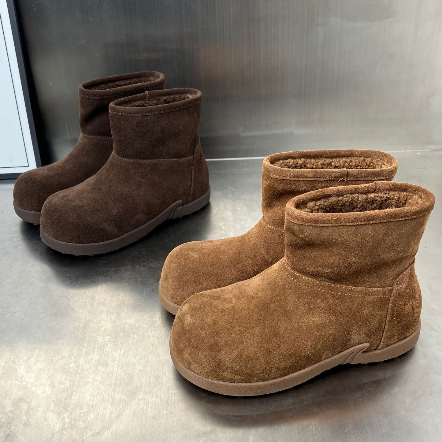 Damen Winterstiefel Bequem Wildleder Schuhe Kuschelig Warm