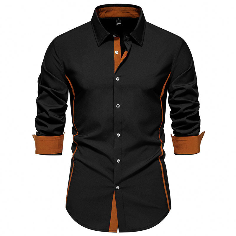 Herren Hemd Langarm Elegantes Business Hemd Mit Kontrastkragen
