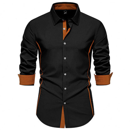 Herren Hemd Langarm Elegantes Business Hemd Mit Kontrastkragen