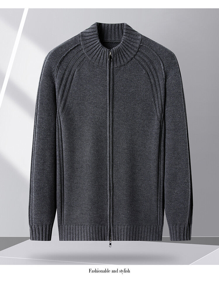 Herren Strickjacke Reißverschluss Kragen Hoch Modern