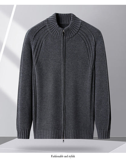 Herren Strickjacke Reißverschluss Kragen Hoch Modern