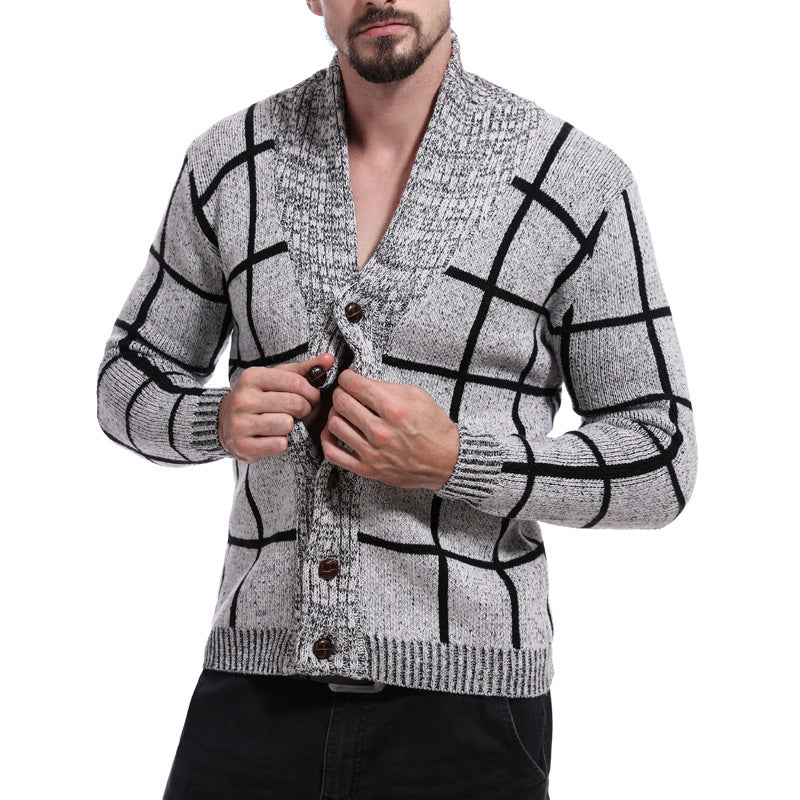 Herren Strickjacke Karomuster Elegantes Design Modern