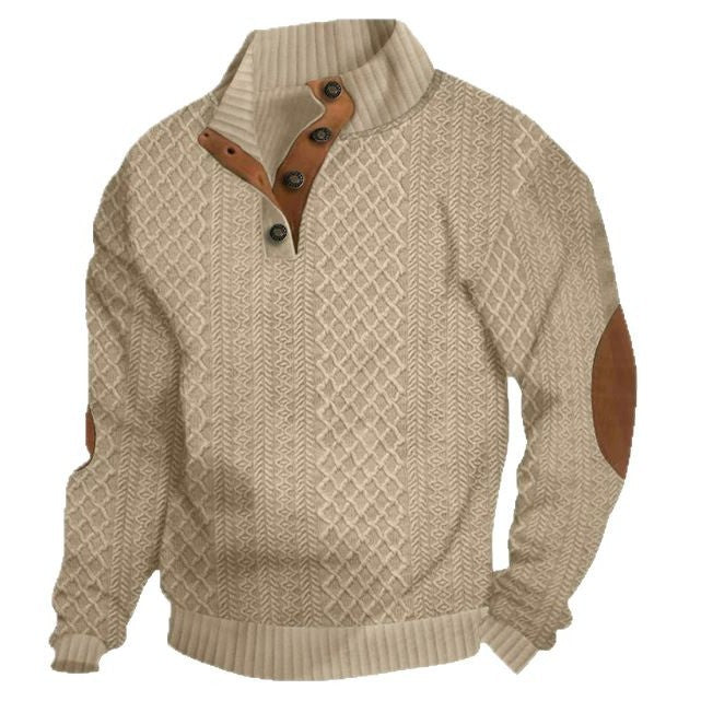 Herren Strickpullover Meliert Knopfleiste Modern