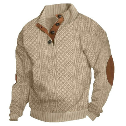 Herren Strickpullover Meliert Knopfleiste Modern