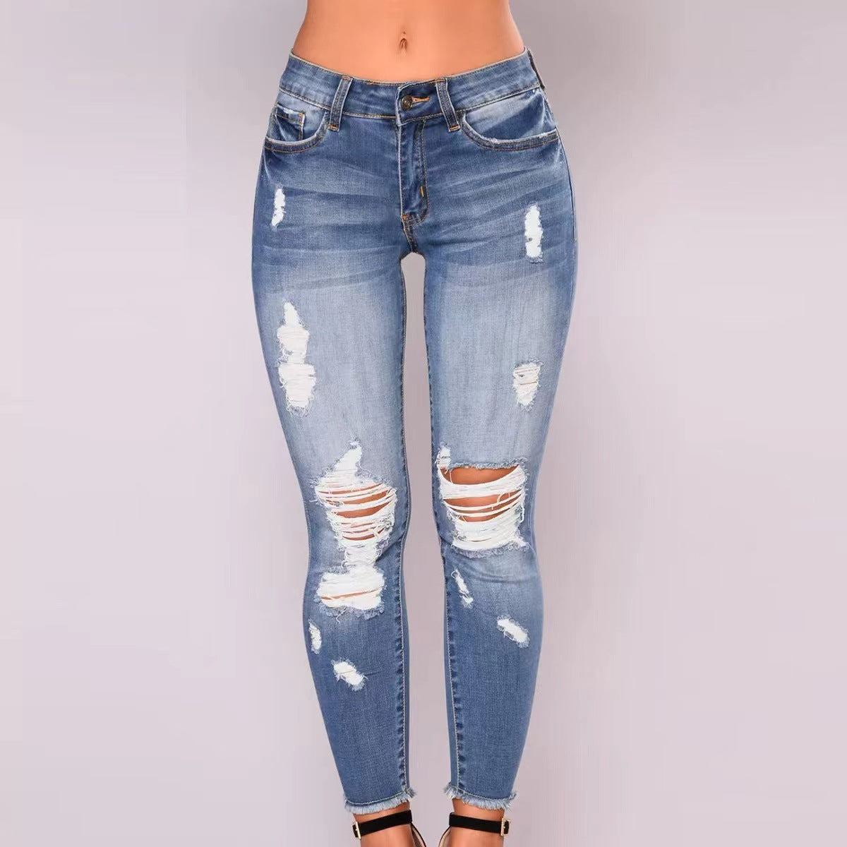 Skinny Jeans Damen Destroyed Effekt Stretch - BerlinGlamour