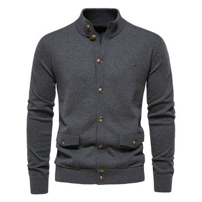 Herren Strickjacke Modern Stehkragen Knöpfe