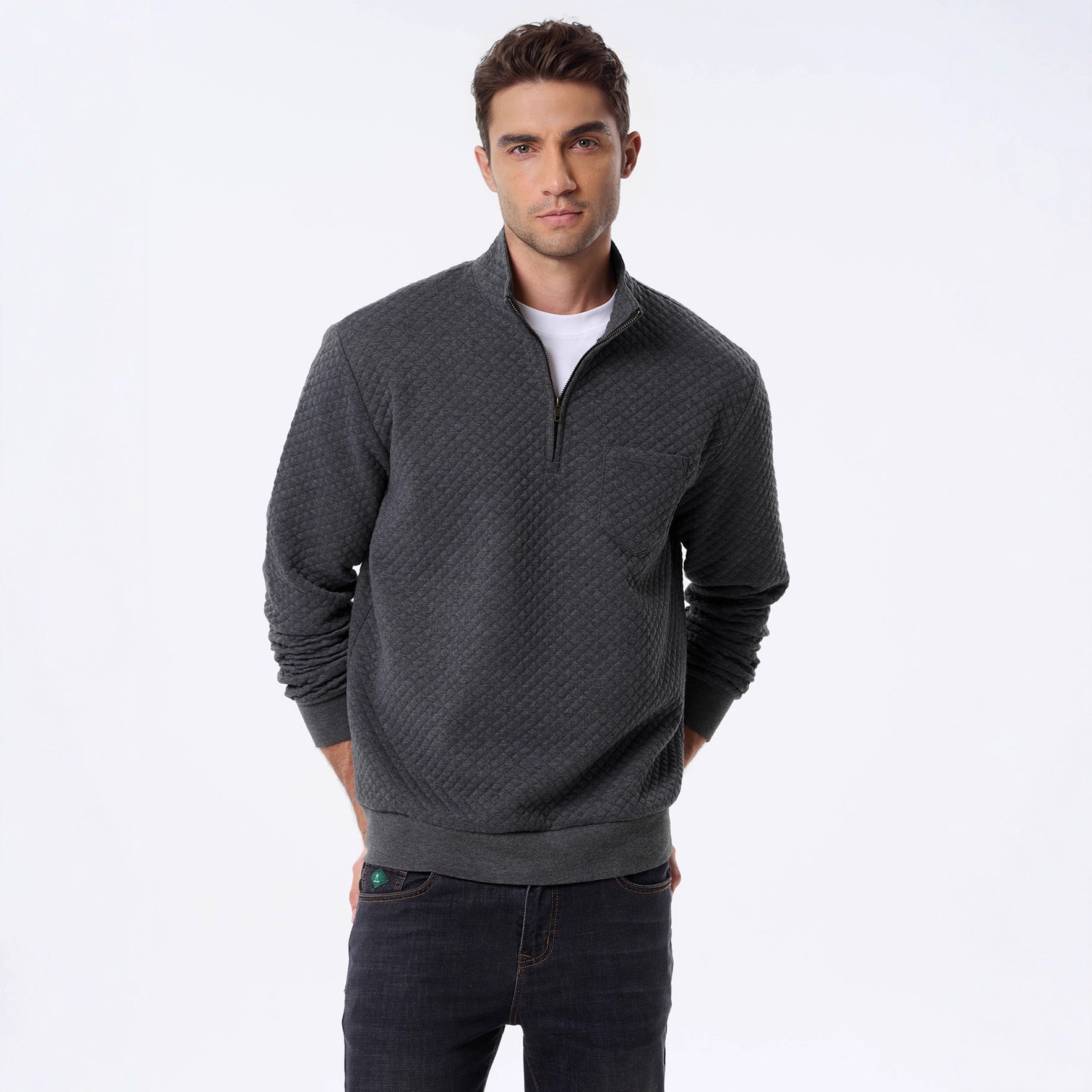 Herren Pullover Stepp mit V-Ausschnitt Modern - BerlinGlamour