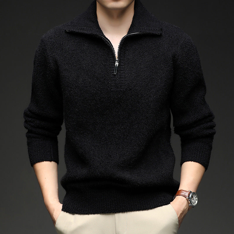 Herren Pullover Reißverschluss Kragen Warm
