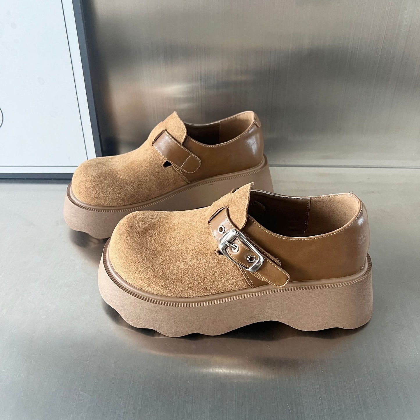 Damen Clogs Plateau Bequem Schnallenverschluss Rutschfest
