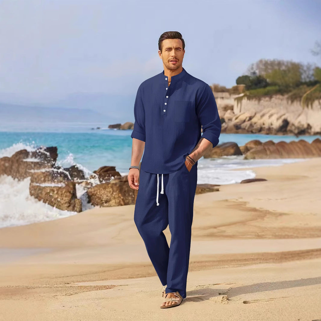 Herren Strandanzug Modern mit Stehkragen und Taschen