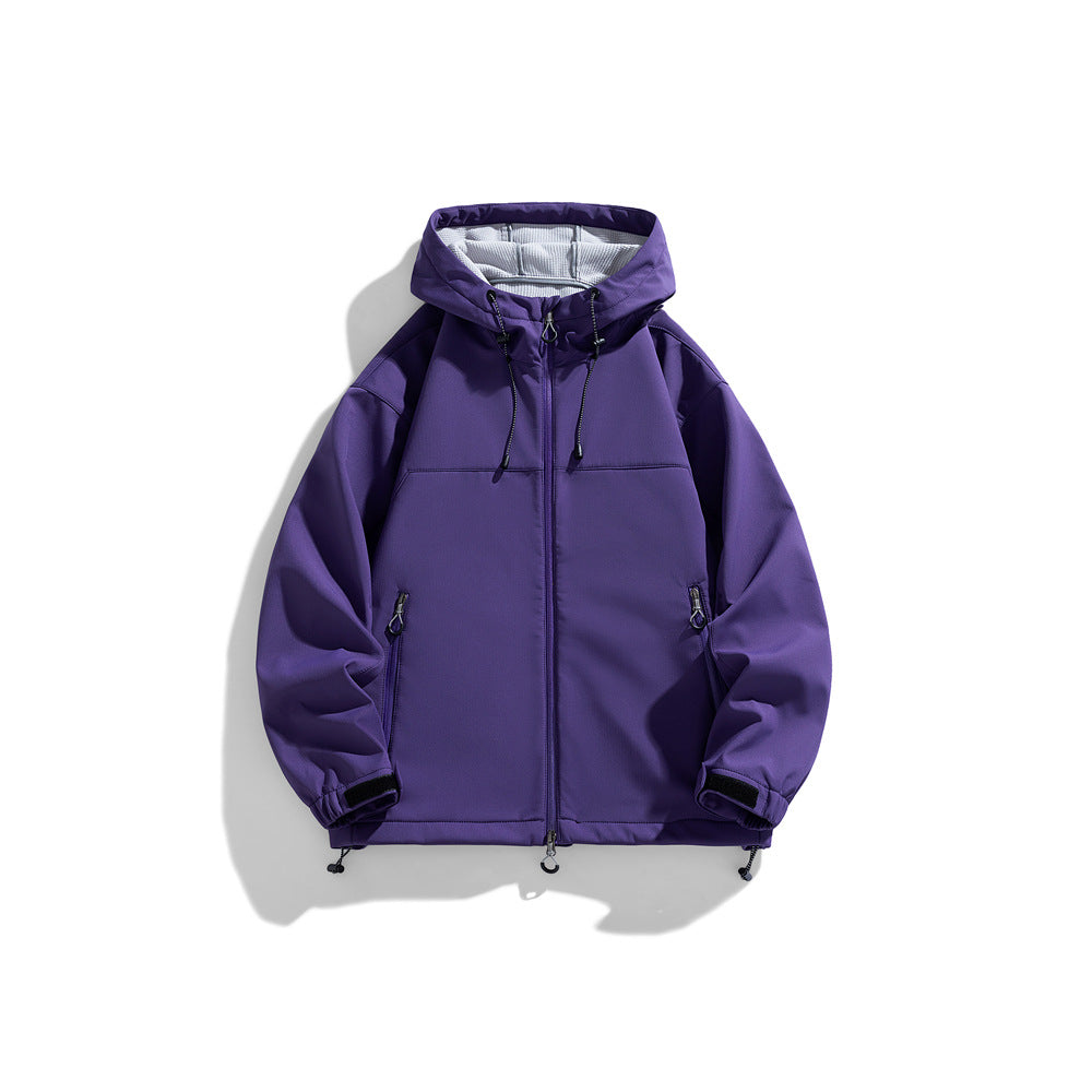 Herren Outdoorjacke Winddicht Funktionell Verstellbare Kapuze
