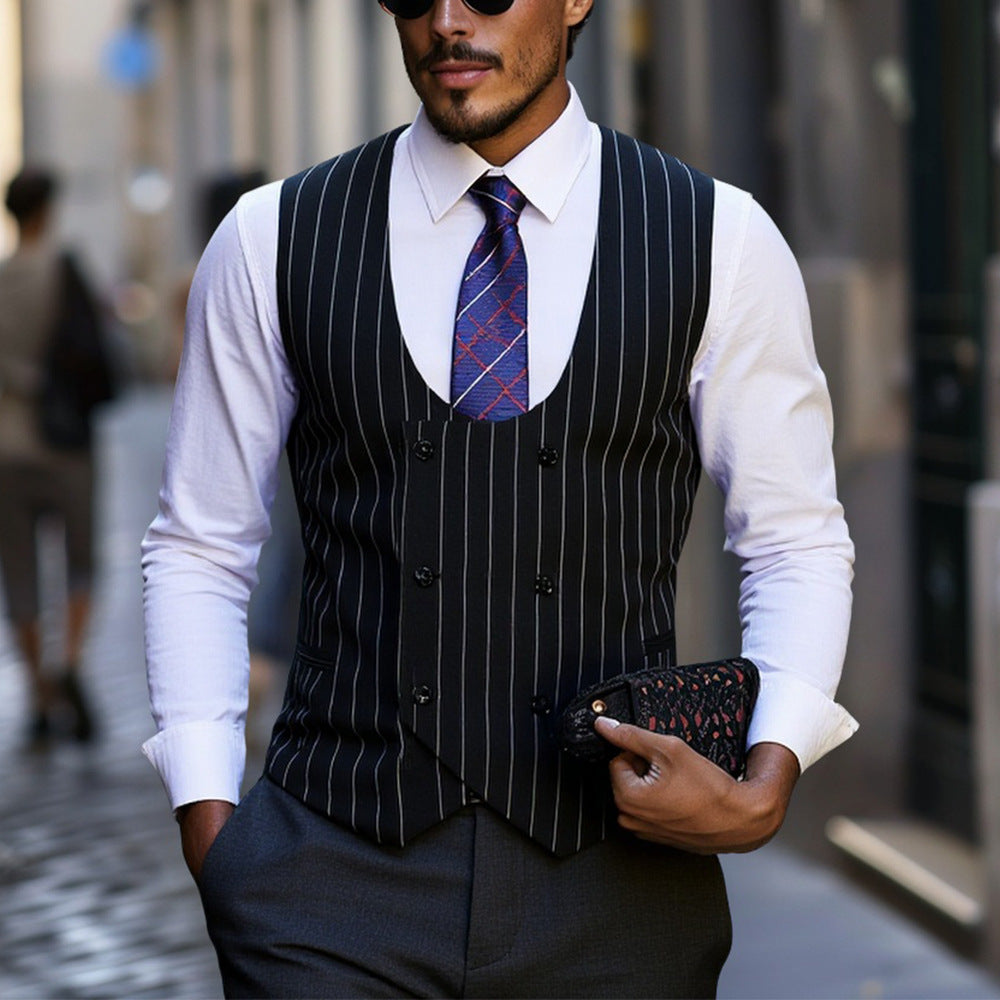 Herren Weste Strick gestreift Elegante Mode - BerlinGlamour