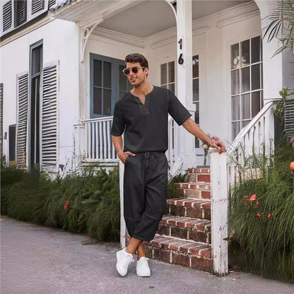 Herren Freizeitanzug-Set mit Knopfleiste Modern Stylisch