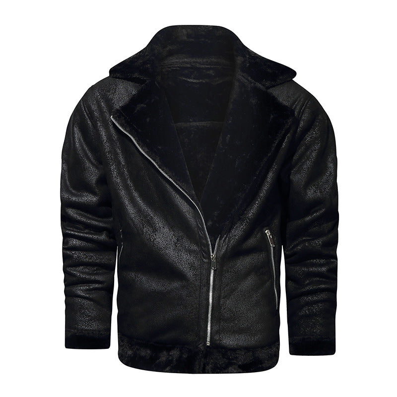 Herren Lederjacke Schwarz mit Fleecefutter Elegant