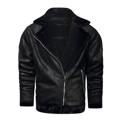Herren Lederjacke Schwarz mit Fleecefutter Elegant
