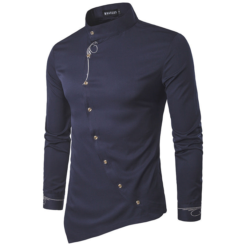 Herren Langarmhemd Asymmetrisch Modern Knöpfe Berlin