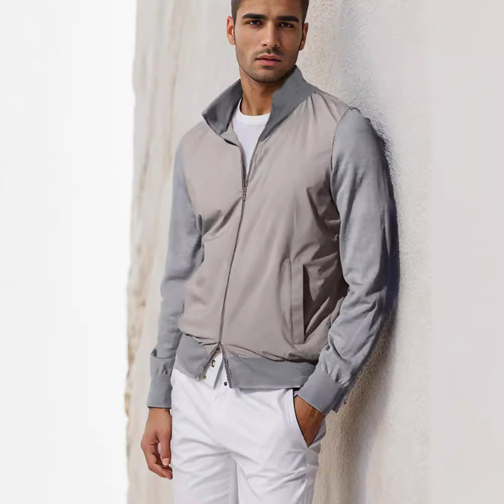 Herren Sommerjacke Lässig Minimales Design Reißverschluss Taschen