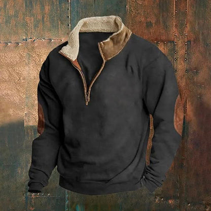 Herren Fleece-Pullover Sportlich Modern Stehkragen