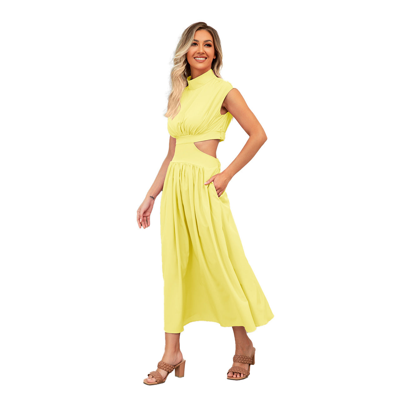 Sommerkleid Damen Cut-Out Halskragen Modern