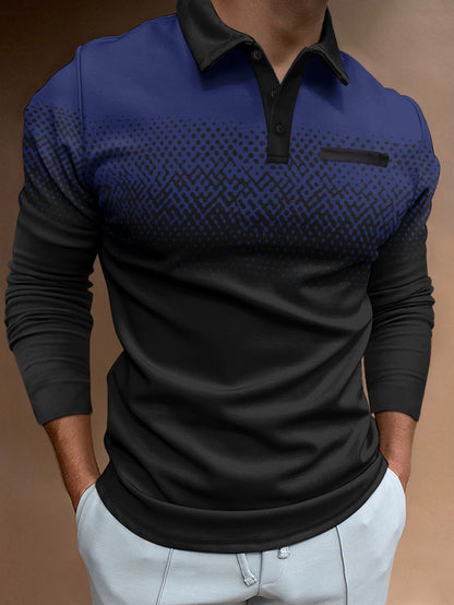 Herren Poloshirt Langarm Digitaldruck Berlin Style