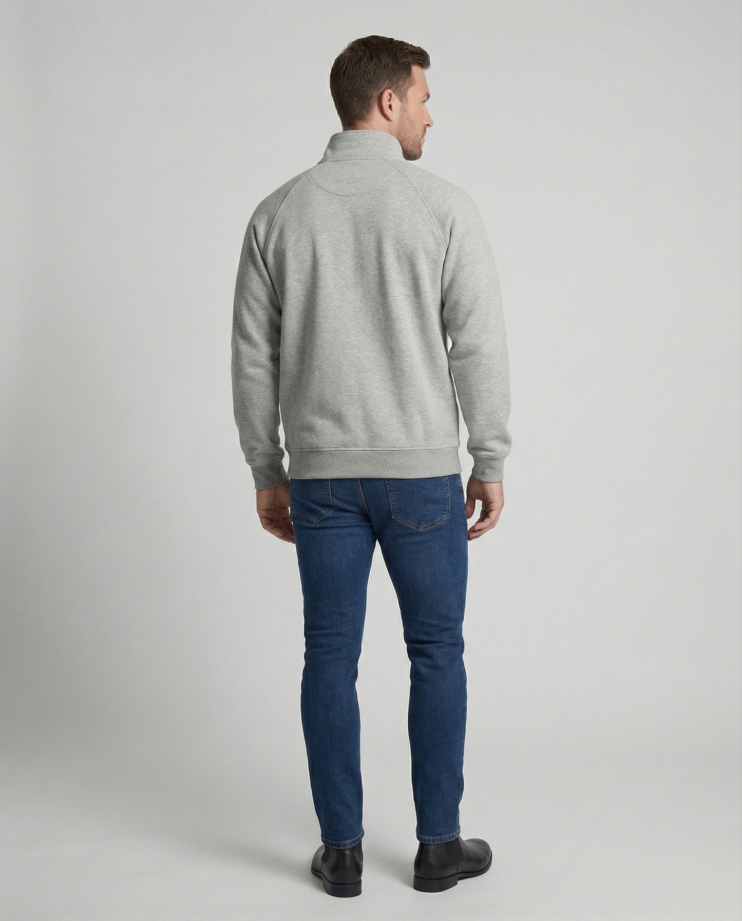 Herren Sweatjacke Weit Geschnitten Stehkragen Reißverschluss
