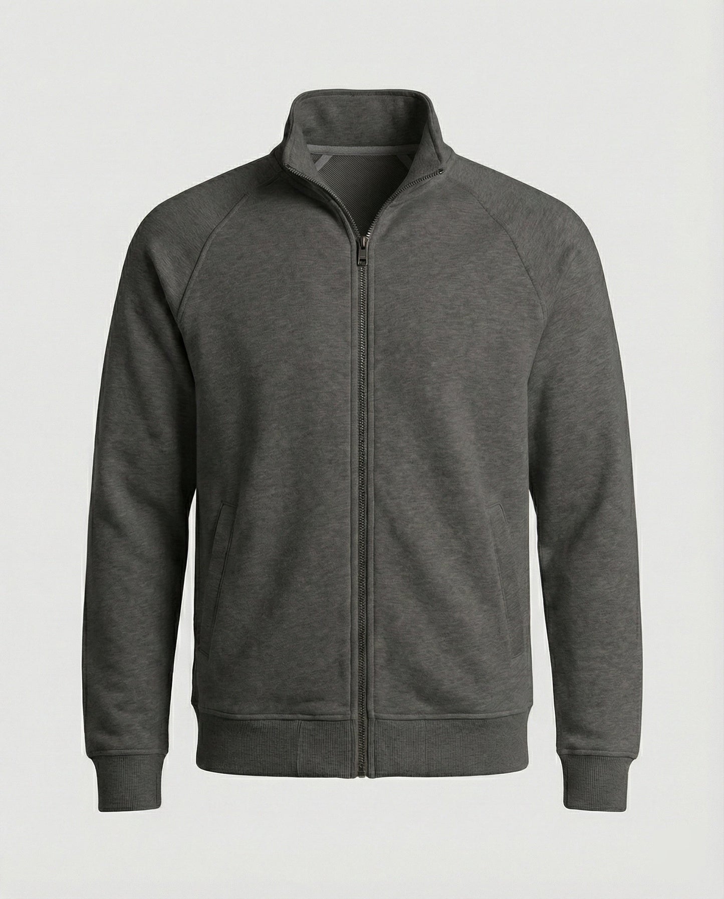 Herren Sweatjacke Weit Geschnitten Stehkragen Reißverschluss