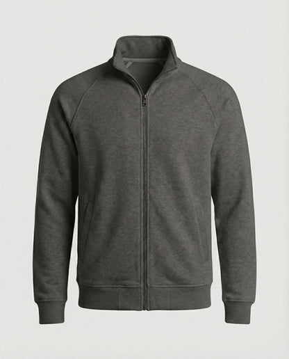 Herren Sweatjacke Weit Geschnitten Stehkragen Reißverschluss
