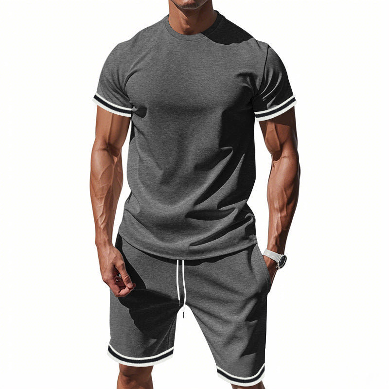 Herren Kurzarmshirt Sportlich Modern Kontrastdetails