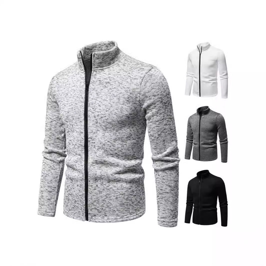 Herren Fleecejacke Warm mit Reißverschluss und Kragen - BerlinGlamour