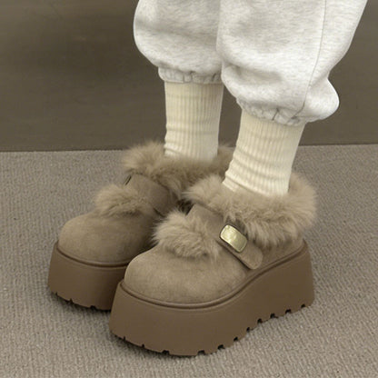 Damen Pantoffeln Flauschig mit Verstellbarem Riemen Warm