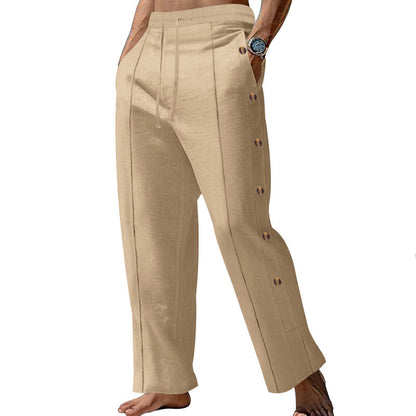 Herren Freizeithose Elegant mit elastischem Bund und Knopfdetails