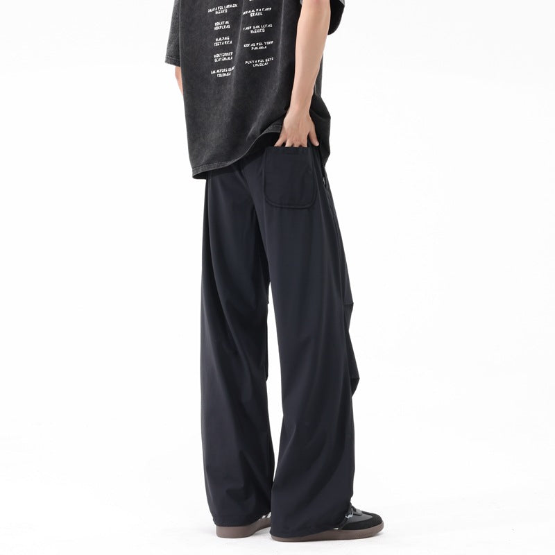 Herren Sporthose Weite Fit mit Draped-Design Schwarz - BerlinGlamour