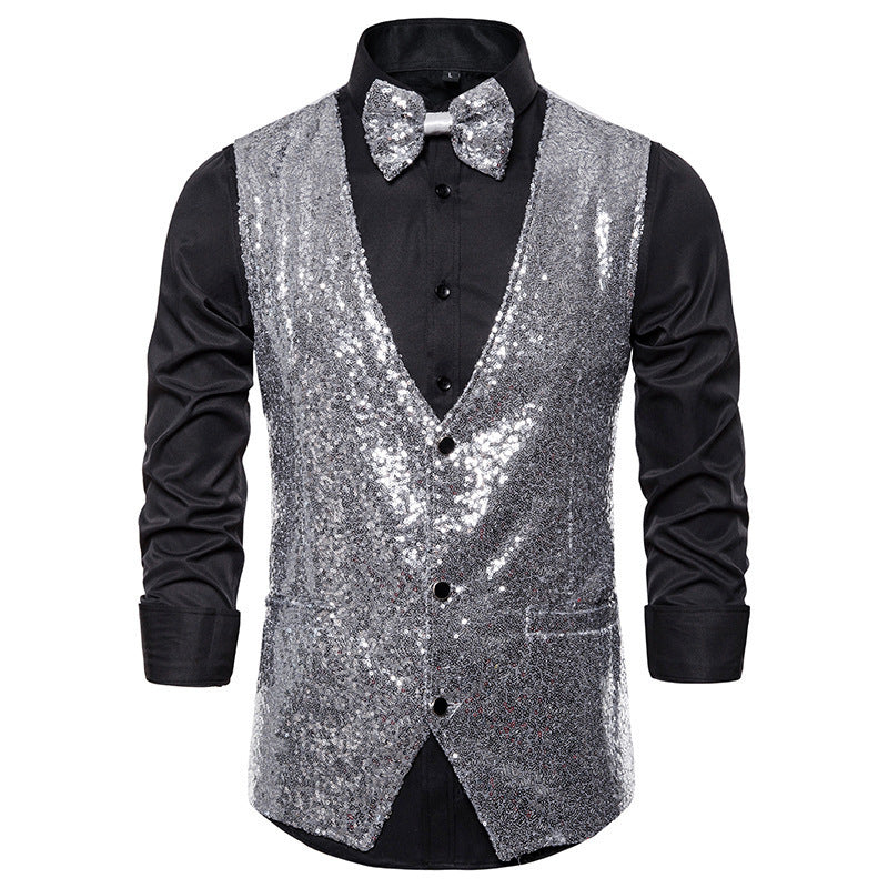 Herren Weste Glitzer Sequin Modern Berlin Style
