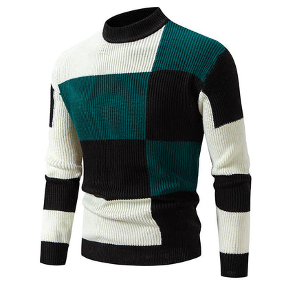 Herren Rollkragenpullover Struktur Karomuster Modern